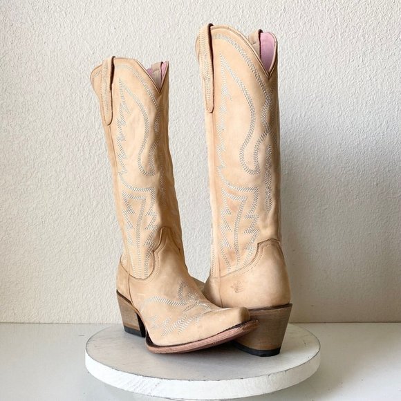 Lane Shoes New Junk Gypsy By Lane Nighthawk Western Boots Sz 8 Bone Cowboy Wedding Snip Toe